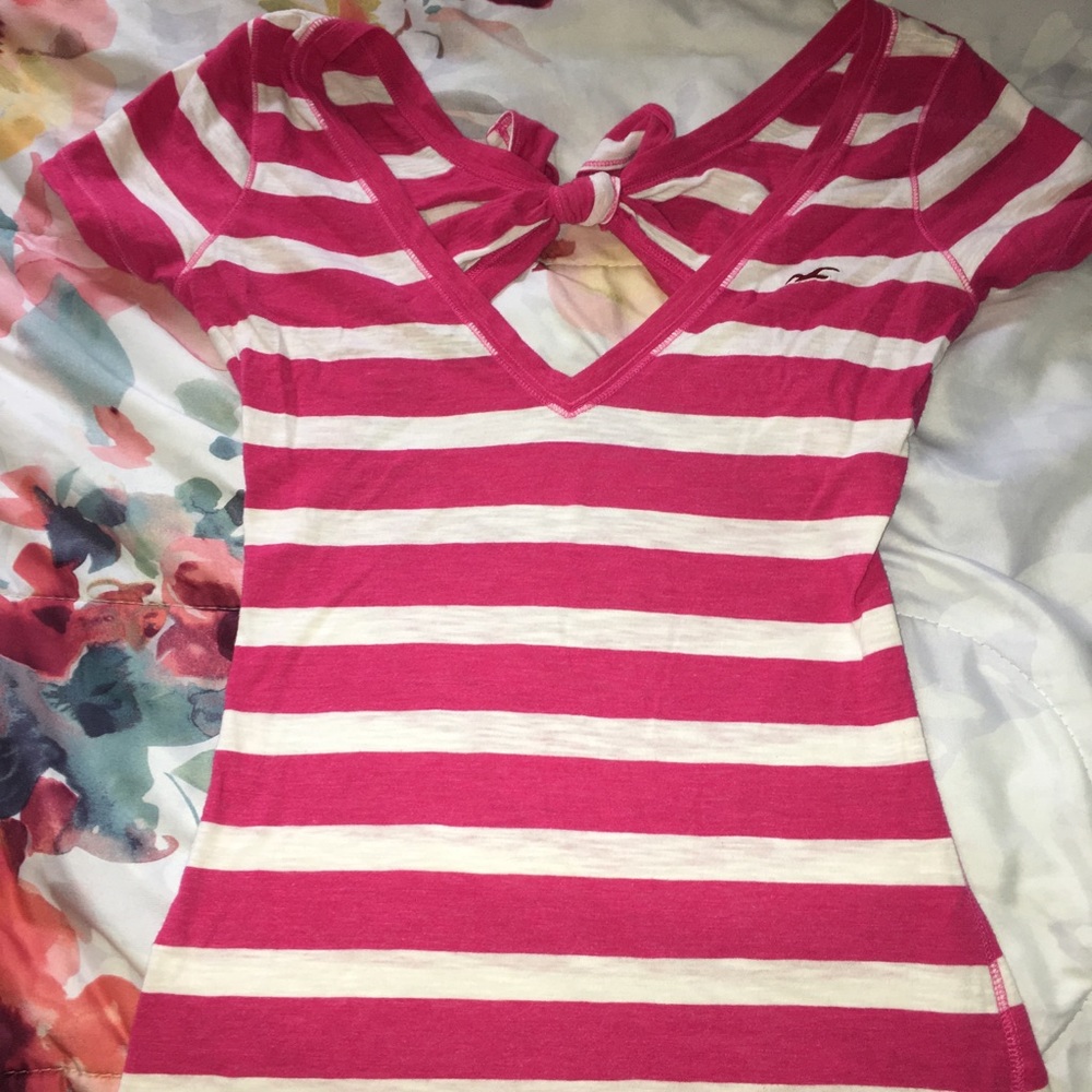 Cute open back stripped top